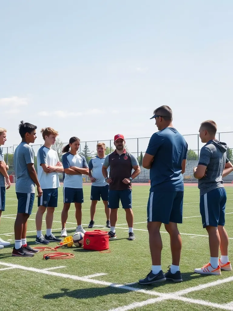 An image of coaches mentoring young players, highlighting the guidance and support provided by experienced rugby professionals.